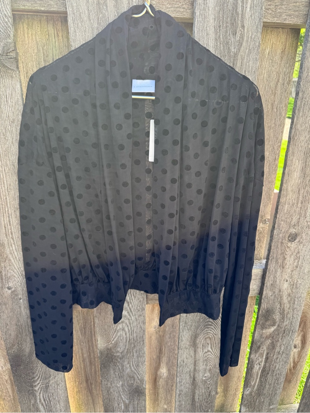 Anthropologie Black Polka Dot Sheer Cardigan